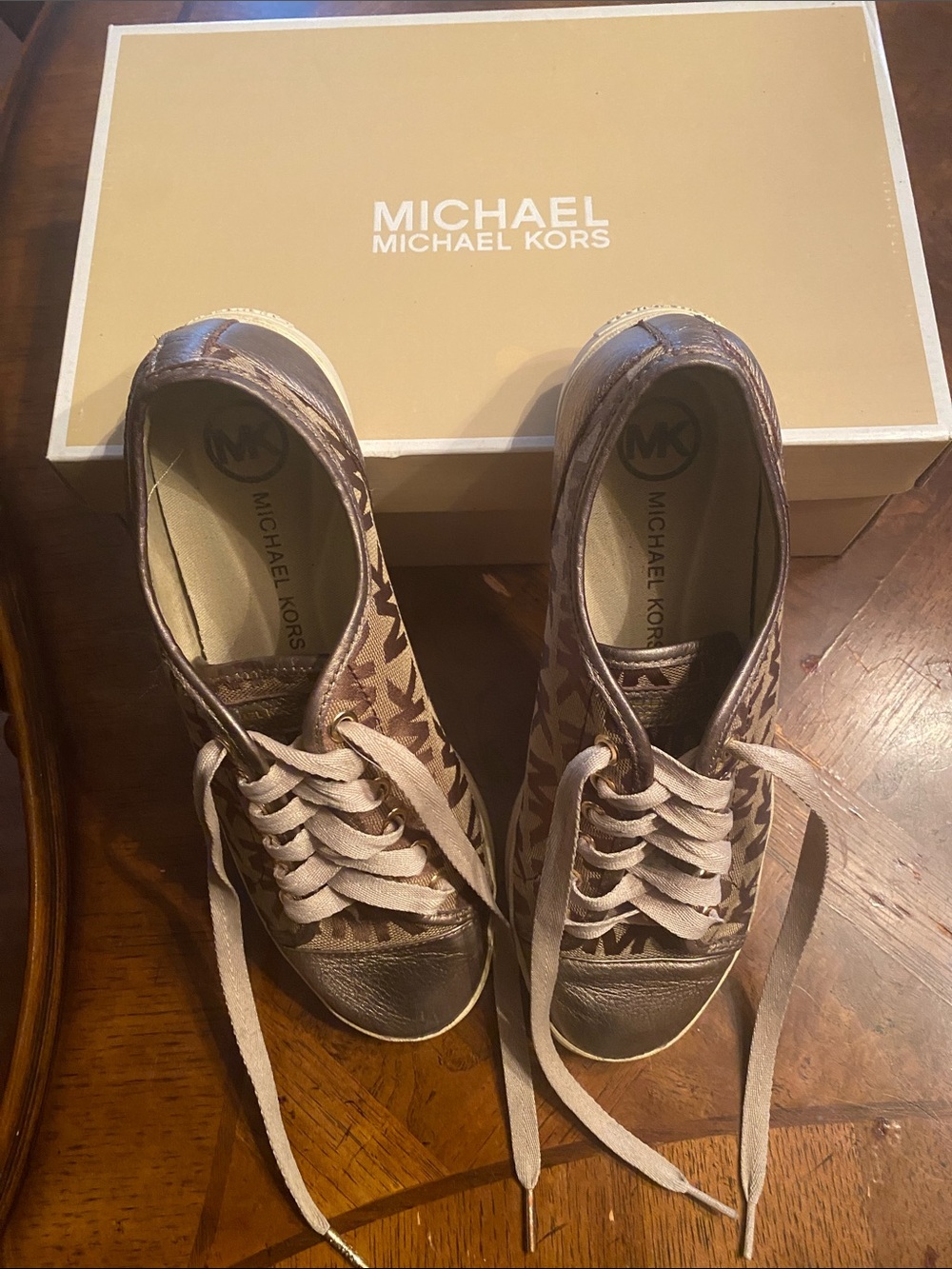 MICHAEL Michael Kors Brown Logo-Pattern Low-Top Sneakers